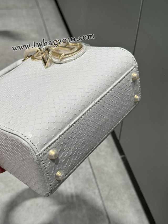 Dior专柜新款Lady女包迪奥高仿原单蟒蛇皮Ladymini三格戴妃手提单肩包 djfk1538